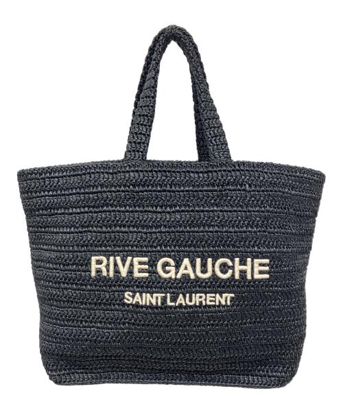 Saint Laurent Paris（サンローランパリ）Saint Laurent Paris (サンローランパリ) リヴゴーシュフェイクラフィアトートバッグ ブラックの古着・服飾アイテム