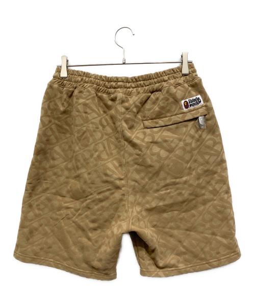 A BATHING APE（ア ベイシング エイプ）A BATHING APE (ア ベイシング エイプ) SPORT MONOGRAM METAL LOGO PIN SWEAT SHORTS ブラウン サイズ:XLの古着・服飾アイテム
