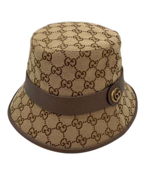 GUCCI（グッチ）GUCCI (グッチ) GGキャンバス フェドラハット ベージュ×ブラウン サイズ:Sの古着・服飾アイテム