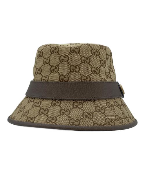 GUCCI（グッチ）GUCCI (グッチ) GGキャンバス フェドラハット ベージュ×ブラウン サイズ:Sの古着・服飾アイテム