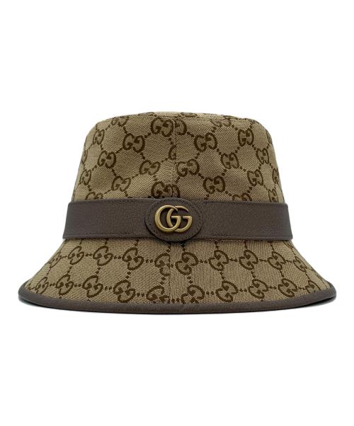 GUCCI（グッチ）GUCCI (グッチ) GGキャンバス フェドラハット ベージュ×ブラウン サイズ:Sの古着・服飾アイテム