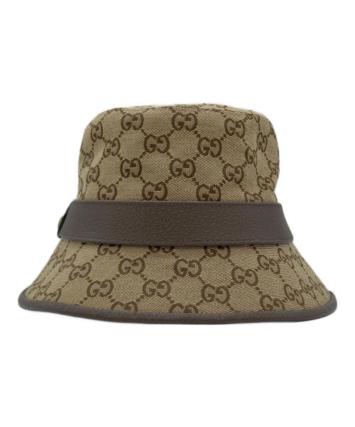 GUCCI（グッチ）GUCCI (グッチ) GGキャンバス フェドラハット ベージュ×ブラウン サイズ:Sの古着・服飾アイテム