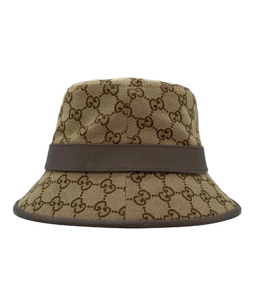 GUCCI（グッチ）GUCCI (グッチ) GGキャンバス フェドラハット ベージュ×ブラウン サイズ:Sの古着・服飾アイテム