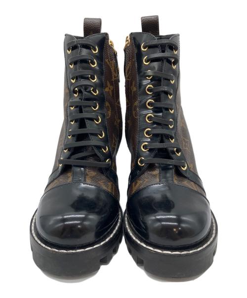 LOUIS VUITTON（ルイ ヴィトン）LOUIS VUITTON (ルイ ヴィトン) スタートレイルアンクルブーツ ブラック×ブラウン サイズ:36 1/2の古着・服飾アイテム