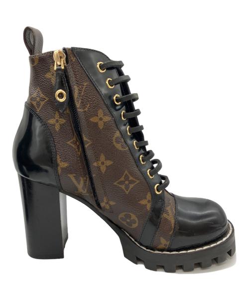 LOUIS VUITTON（ルイ ヴィトン）LOUIS VUITTON (ルイ ヴィトン) スタートレイルアンクルブーツ ブラック×ブラウン サイズ:36 1/2の古着・服飾アイテム