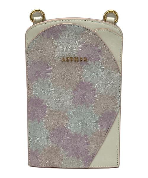 AETHER（エーテル）AETHER (エーテル) スマホショルダーポシェット ホワイト×ピンクの古着・服飾アイテム