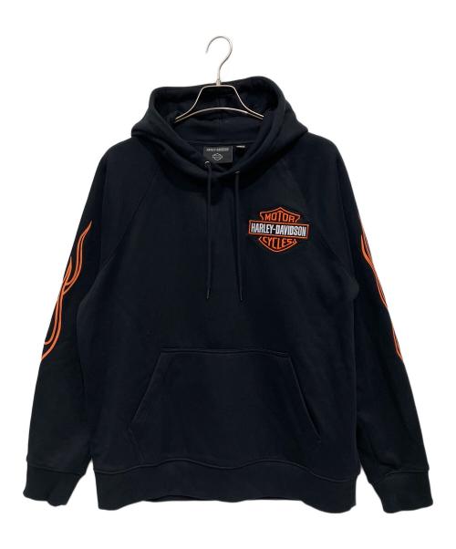 HARLEY-DAVIDSON（ハーレーダビッドソン）HARLEY-DAVIDSON (ハーレーダビッドソン) プルオーバーパーカー ブラック サイズ:Lの古着・服飾アイテム