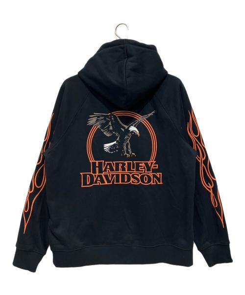 HARLEY-DAVIDSON（ハーレーダビッドソン）HARLEY-DAVIDSON (ハーレーダビッドソン) プルオーバーパーカー ブラック サイズ:Lの古着・服飾アイテム