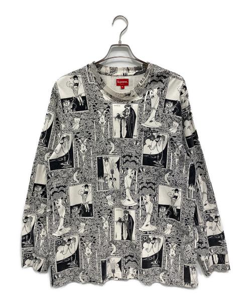 SUPREME（シュプリーム）SUPREME (シュプリーム) 長袖カットソー ホワイト×ブラック サイズ:XLの古着・服飾アイテム