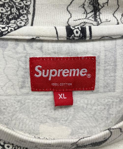 SUPREME（シュプリーム）SUPREME (シュプリーム) 長袖カットソー ホワイト×ブラック サイズ:XLの古着・服飾アイテム