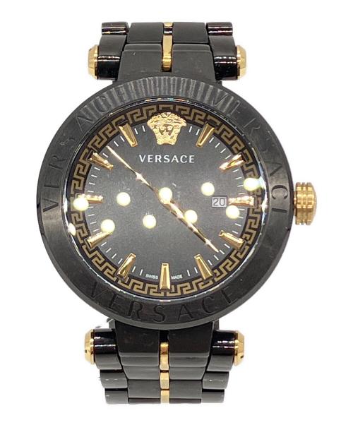 VERSACE（ヴェルサーチェ）VERSACE (ヴェルサーチェ) リストウォッチ ブラック×ゴールドの古着・服飾アイテム