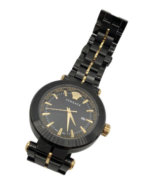 VERSACE（ヴェルサーチェ）VERSACE (ヴェルサーチェ) リストウォッチ ブラック×ゴールドの古着・服飾アイテム