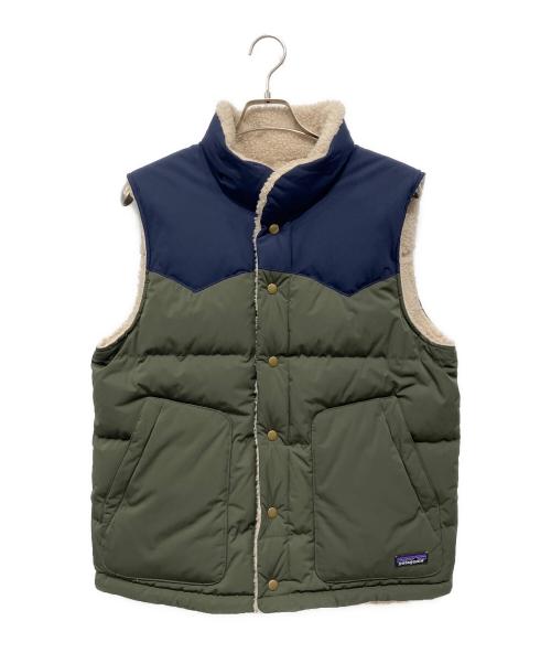 Patagonia（パタゴニア）Patagonia (パタゴニア) ダウンベスト ネイビー×カーキ サイズ:Mの古着・服飾アイテム