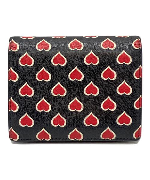 MIU MIU（ミュウミュウ）MIU MIU (ミュウミュウ) 2つ折り財布 ブラック×レッドの古着・服飾アイテム