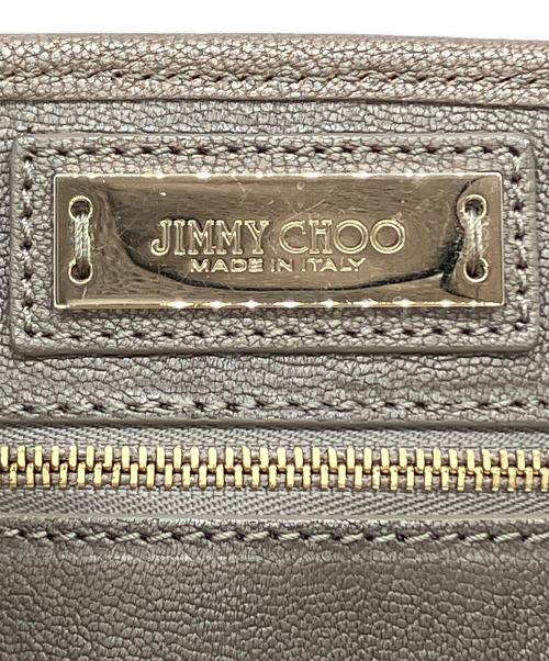 JIMMY CHOO（ジミーチュウ）JIMMY CHOO (ジミーチュウ) スタースタッズトートバッグ サシャ SASHA M ベージュ×ゴールドの古着・服飾アイテム