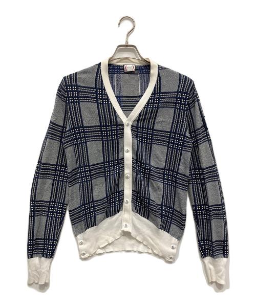MONCLER GAMME BLEU（モンクレール ガム ブルー）MONCLER GAMME BLEU (モンクレール ガム ブルー) MAGLIONE TRICOT CARDIGAN ネイビー×ホワイト サイズ:Sの古着・服飾アイテム
