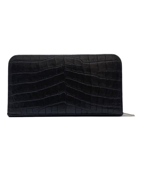 Saint Laurent Paris（サンローランパリ）Saint Laurent Paris (サンローランパリ) クロコ型押しラウンドファスナー財布 ブラックの古着・服飾アイテム