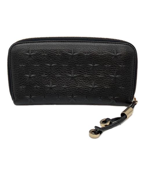 JIMMY CHOO（ジミーチュウ）JIMMY CHOO (ジミーチュウ) スターエンボスラウンドファスナー財布 ブラックの古着・服飾アイテム