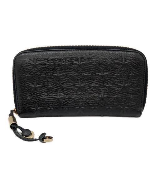 JIMMY CHOO（ジミーチュウ）JIMMY CHOO (ジミーチュウ) スターエンボスラウンドファスナー財布 ブラックの古着・服飾アイテム