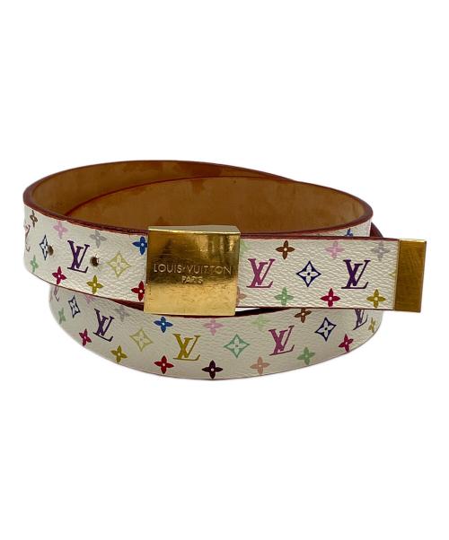 LOUIS VUITTON（ルイ ヴィトン）LOUIS VUITTON (ルイ ヴィトン) レザーベルト サンチュール キャレ ホワイト サイズ:90/36の古着・服飾アイテム