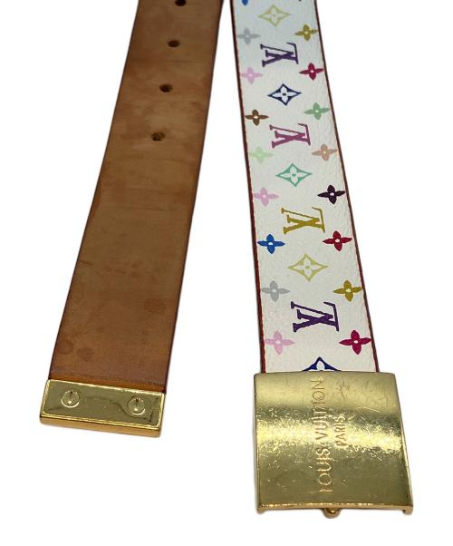 LOUIS VUITTON（ルイ ヴィトン）LOUIS VUITTON (ルイ ヴィトン) レザーベルト サンチュール キャレ ホワイト サイズ:90/36の古着・服飾アイテム