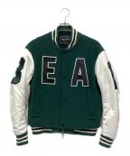 EMPORIO ARMANIエンポリオアルマーニ）の古着「ロゴウールスタジャン」｜グリーン×ホワイト