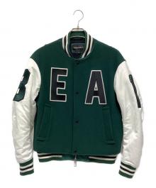 EMPORIO ARMANI（エンポリオ アルマーニ）の古着「ロゴウールスタジャン」｜グリーン×ホワイト