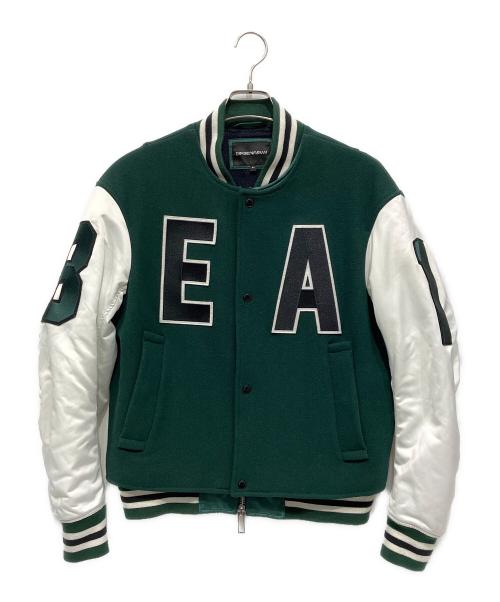 EMPORIO ARMANI（エンポリオ アルマーニ）EMPORIO ARMANI (エンポリオアルマーニ) ロゴウールスタジャン グリーン×ホワイト サイズ:46の古着・服飾アイテム