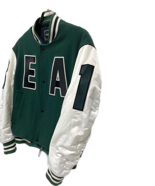 EMPORIO ARMANI（エンポリオ アルマーニ）EMPORIO ARMANI (エンポリオアルマーニ) ロゴウールスタジャン グリーン×ホワイト サイズ:46の古着・服飾アイテム