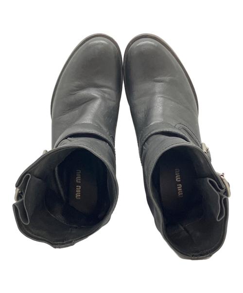 MIU MIU（ミュウミュウ）MIU MIU (ミュウミュウ) エンジニアレザーブーツ ブラック サイズ:36 1/2の古着・服飾アイテム