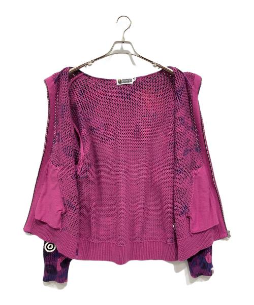 A BATHING APE（ア ベイシング エイプ）A BATHING APE (ア ベイシング エイプ) SHARK FULL ZIP HOODIE シャークフードパーカー インディゴ×パープル サイズ:Mの古着・服飾アイテム