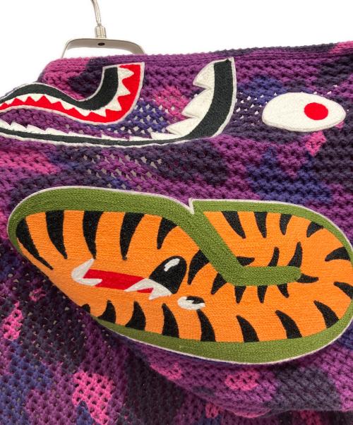 A BATHING APE（ア ベイシング エイプ）A BATHING APE (ア ベイシング エイプ) SHARK FULL ZIP HOODIE シャークフードパーカー インディゴ×パープル サイズ:Mの古着・服飾アイテム