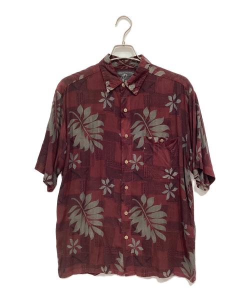 ISAMU KATAYAMA BACKLASH（イサムカタヤマ・バックラッシュ）ISAMU KATAYAMA BACKLASH (イサムカタヤマ・バックラッシュ) リメイクアロハシャツ ボルドー×グレー サイズ:Mの古着・服飾アイテム