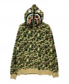 A BATHING APEア ベイシング エイプ）の古着「ABC CAMO SHARK FULL ZIP HOODIE」｜オリーブ