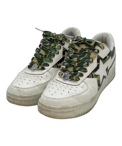 BAPESTA（ベイプスタ）BAPESTA (ベイプスタ) スターロゴローカットスニーカー ホワイト×グリーン サイズ:27.0cmの古着・服飾アイテム