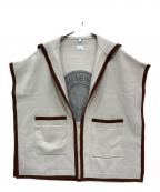 BURBERRYバーバリー）の古着「ロゴフーデットケープ」｜ホワイト×ブラウン