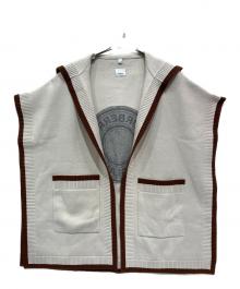 BURBERRY（バーバリー）の古着「ロゴフーデットケープ」｜ホワイト×ブラウン