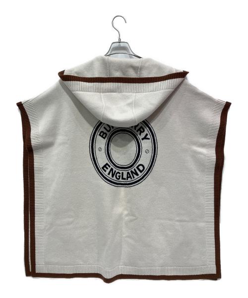 BURBERRY（バーバリー）BURBERRY (バーバリー) ロゴフーデットケープ ホワイト×ブラウン サイズ:ONE SIZEの古着・服飾アイテム