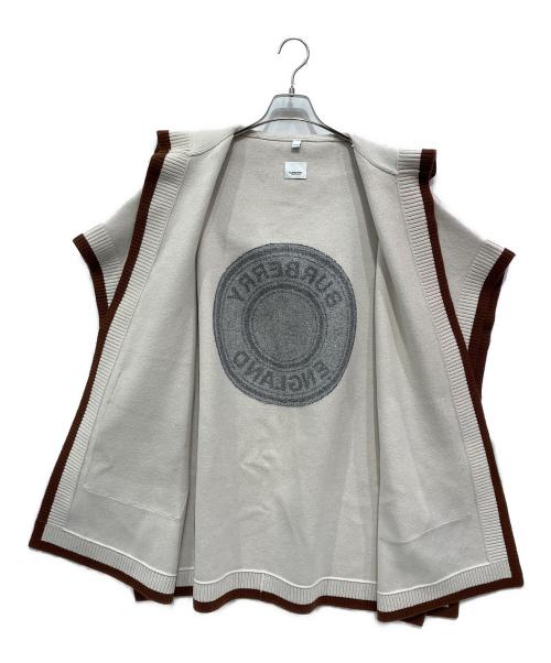 BURBERRY（バーバリー）BURBERRY (バーバリー) ロゴフーデットケープ ホワイト×ブラウン サイズ:ONE SIZEの古着・服飾アイテム