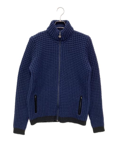 EA7 EMPORIO ARMANI（EA7 エンポリオアルマーニ）EA7 EMPORIO ARMANI (EA7 エンポリオアルマーニ) ニットジャケット ブルー×ブラック サイズ:XLの古着・服飾アイテム