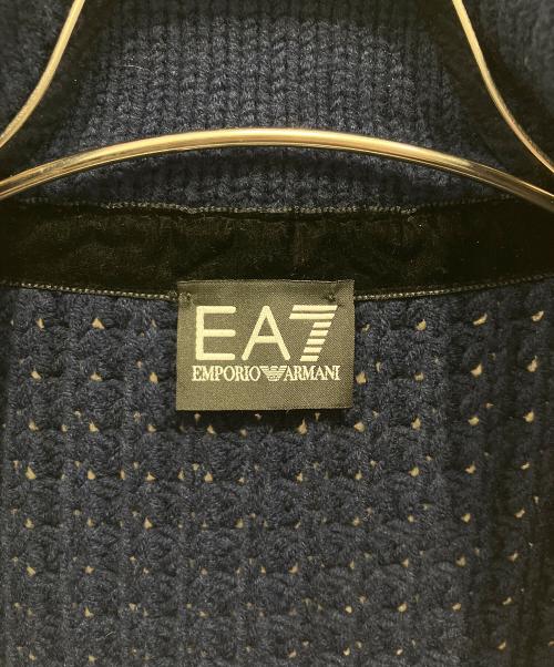 EA7 EMPORIO ARMANI（EA7 エンポリオアルマーニ）EA7 EMPORIO ARMANI (EA7 エンポリオアルマーニ) ニットジャケット ブルー×ブラック サイズ:XLの古着・服飾アイテム