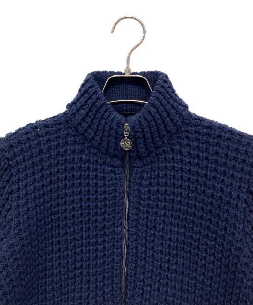 EA7 EMPORIO ARMANI（EA7 エンポリオアルマーニ）EA7 EMPORIO ARMANI (EA7 エンポリオアルマーニ) ニットジャケット ブルー×ブラック サイズ:XLの古着・服飾アイテム