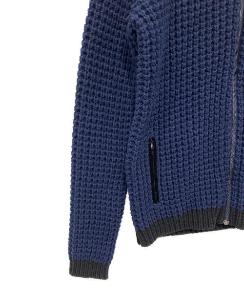 EA7 EMPORIO ARMANI（EA7 エンポリオアルマーニ）EA7 EMPORIO ARMANI (EA7 エンポリオアルマーニ) ニットジャケット ブルー×ブラック サイズ:XLの古着・服飾アイテム