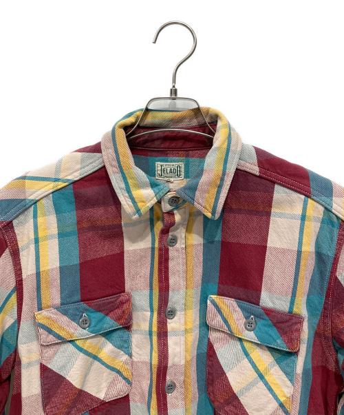 JELADO（ジェラード）JELADO (ジェラード) シャツジャケット ボルドー×グリーン サイズ:XLの古着・服飾アイテム