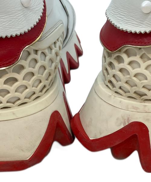 Christian Louboutin（クリスチャン・ルブタン）Christian Louboutin (クリスチャン・ルブタン) LoubiShark ホワイト×レッド サイズ:38の古着・服飾アイテム