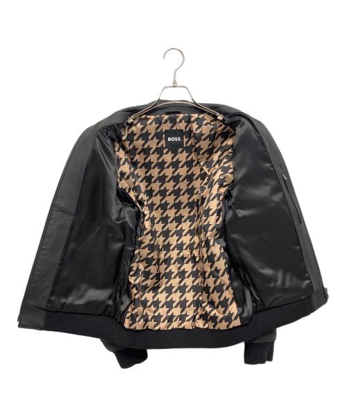 HUGO BOSS（ヒューゴ ボス）HUGO BOSS (ヒューゴ ボス) レザージャケット ブラック サイズ:44の古着・服飾アイテム
