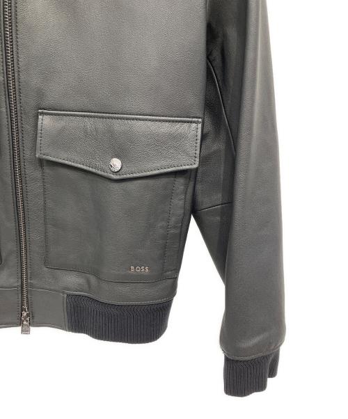 HUGO BOSS（ヒューゴ ボス）HUGO BOSS (ヒューゴ ボス) レザージャケット ブラック サイズ:44の古着・服飾アイテム