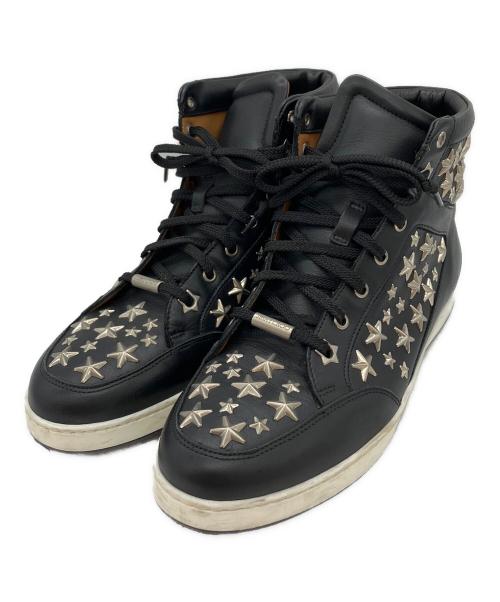 JIMMY CHOO（ジミーチュウ）JIMMY CHOO (ジミーチュウ) スタースタッズ レザー ハイカット ブラック サイズ:40の古着・服飾アイテム
