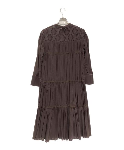 RIM.ARK（リムアーク）RIM.ARK (リムアーク) コットンシルクジャガードワンピース ブラウン サイズ:38の古着・服飾アイテム