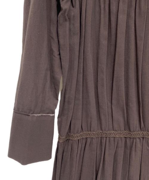 RIM.ARK（リムアーク）RIM.ARK (リムアーク) コットンシルクジャガードワンピース ブラウン サイズ:38の古着・服飾アイテム